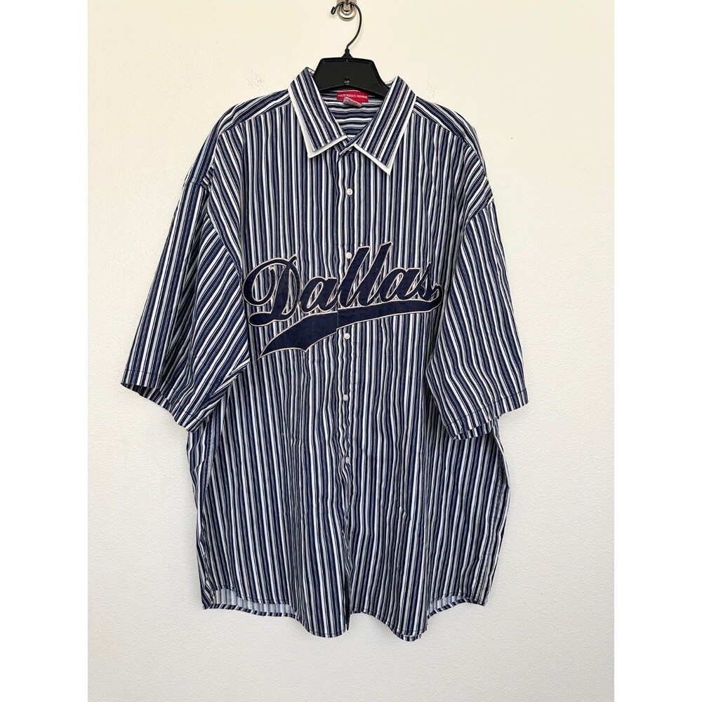 Victorious Homme Dallas Stripe Button Down Shirt Blue Cowboys Men's Size 3XL 3X